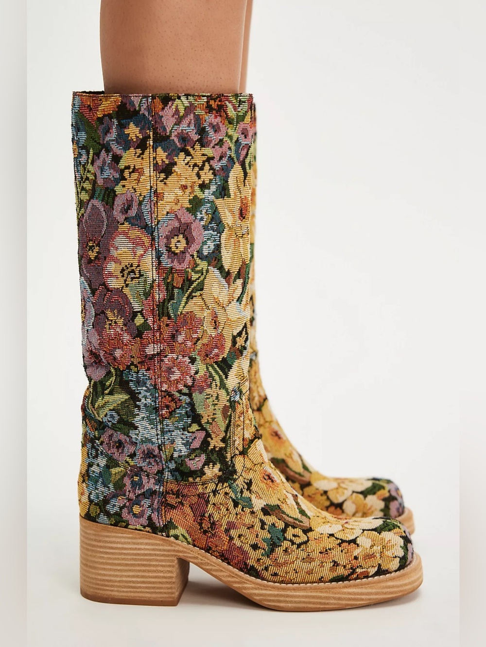 Jeffrey Campbell free people exclusive Whimsy Pull-On Boots olive tapestry